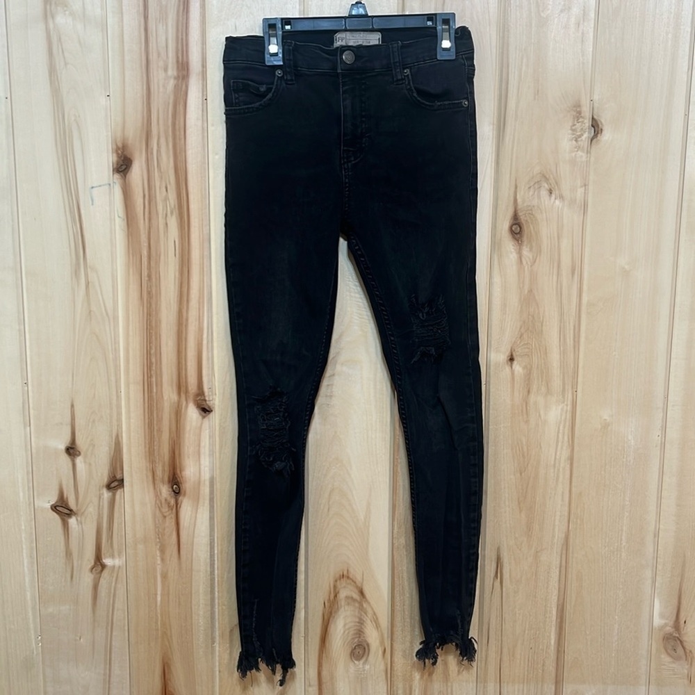 Free People Black Distressed‎ Skinny Ankle Jeans Size 26